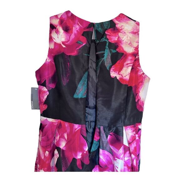 NEW Donna Rico Dress Floral Shantung Fit & Flare Satin Sleeveless Womens 14 - Picture 5 of 8